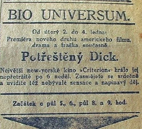 Ústav filmu a audiovizuální kultury na Filozofické fakultě, Masarykova Univerzita, denní tisk z 04.01.1923