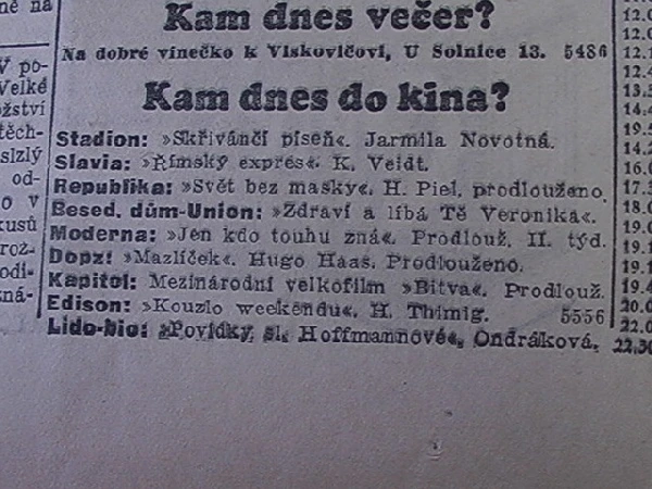 zdroj: Ústav filmu a audiovizuální kultury na Filozofické fakultě, Masarykova Univerzita, denní tisk z 07.04.1934