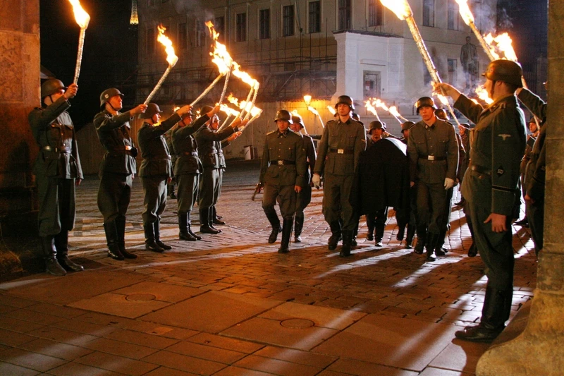 Natáčení na Pražském hradě - Pohřeb Heydricha