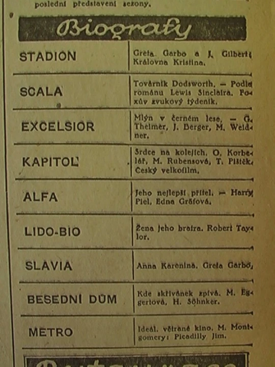 zdroj: Ústav filmu a audiovizuální kultury na Filozofické fakultě, Masarykova Univerzita, denní tisk z 25.06.1937