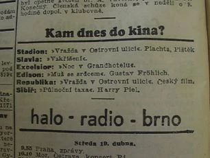 zdroj: Ústav filmu a audiovizuální kultury na Filozofické fakultě, Masarykova Univerzita, denní tisk z 19.04.1933