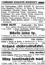 zdroj: Ústav filmu a audiovizuální kultury na Filozofické fakultě, Masarykova Univerzita, denní tisk z 07.03.1933