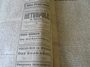 zdroj: Ústav filmu a audiovizuální kultury na Filozofické fakultě, Masarykova Univerzita, brněnský denní tisk z října 1927