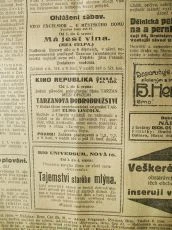 zdroj: Ústav filmu a audiovizuální kultury na Filozofické fakultě, Masarykova Univerzita, denní tisk ze srpna 1924