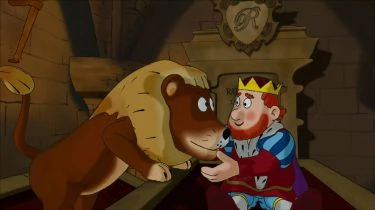 Král Rudolf a lev Aurix v kryptě