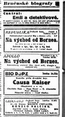 Zdroj: Projekt "Filmové Brno", Ústav filmu a audiovizuální kultury, Filozofická fakulta, Masarykova univerzita, Brno. Denní tisk z 11.03.1932. - http://www.phil.muni.cz/filmovebrno