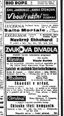 zdroj: Ústav filmu a audiovizuální kultury na Filozofické fakultě, Masarykova Univerzita, denní tisk z  25.03.1932