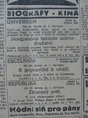 zdroj: Ústav filmu a audiovizuální kultury na Filozofické fakultě, Masarykova Univerzita, denní tisk z 01.07.1926