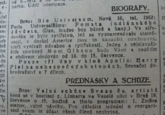 zdroj: Ústav filmu a audiovizuální kultury na Filozofické fakultě, Masarykova Univerzita, denní tisk z 13.07.1926